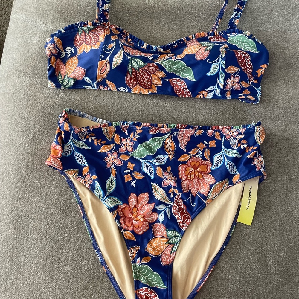 Summersalt Floral Bikini Set in Blue and Multicolor